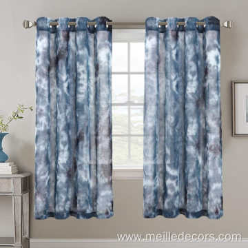 Manual Tie Dye Linen Semi Sheers Navy Curtains